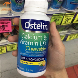 Bổ sung Ostelin Calcium & Vitamin D3 60 viên nhai cho trẻ em từ 13 tuổi trở lên