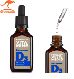 Bổ sung vitamin D, hỗ trợ tăng cường hấp thu canxi cho trẻ em từ 3 tuổi. Essential Vitamins Vitamin D3 - 30 ml