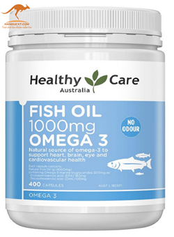 Dầu cá tự nhiên-Fish oil 1000mg Omega 3 (400 Capsules) Healthy Care