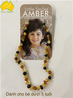 Vòng hổ phách đeo cổ cho bé 5 tuổi Little Smile Amber size 36-47 cm