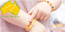 Vòng hổ phách đeo tay cho bé  tuổi Little Smile Amber size 14-15cm