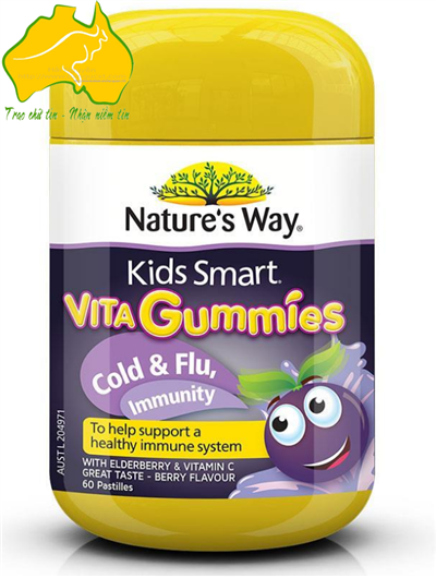Kẹo dẻo hỗ trợ và thúc đẩy khả năng miễn dịch phòng cảm cúm cho bé (60 viên)-Vita Gummies Cold & Flu, Immunity