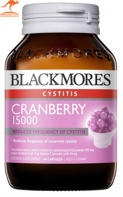 Trị nhiễm trùng đường tiết niệu, viêm bàng quang - Blackmores Cranberry 15000mg 60 viên