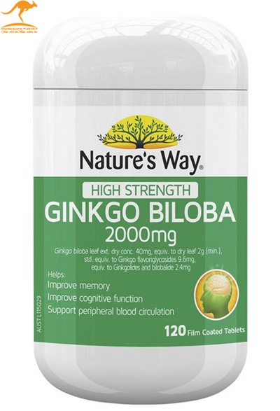 Tuần Hoàn Não Nature's Way Ginkgo Biloba 2000mg 100 viên