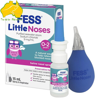 Xịt Nghẹt Mũi, Sổ Mũi Fess Little Noses cho Bé 15ml (Kèm Bóng Hút Mũi)