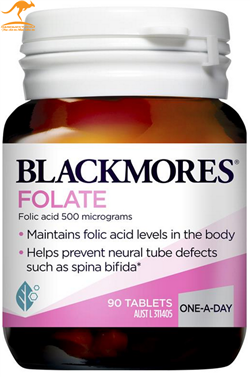 Viên uống Bổ sung Axit Folic Blackmores Folate 500mcg 90 viên - Giúp mẹ và bé cùng phát triển khỏe mạnh